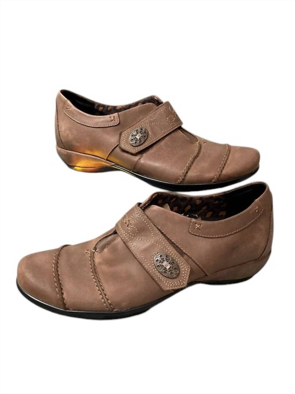 NEW AETREX women's corinne monk strap shoes in brown